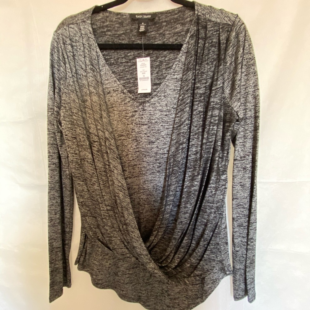WHBM // Metallic long sleeve Blouse